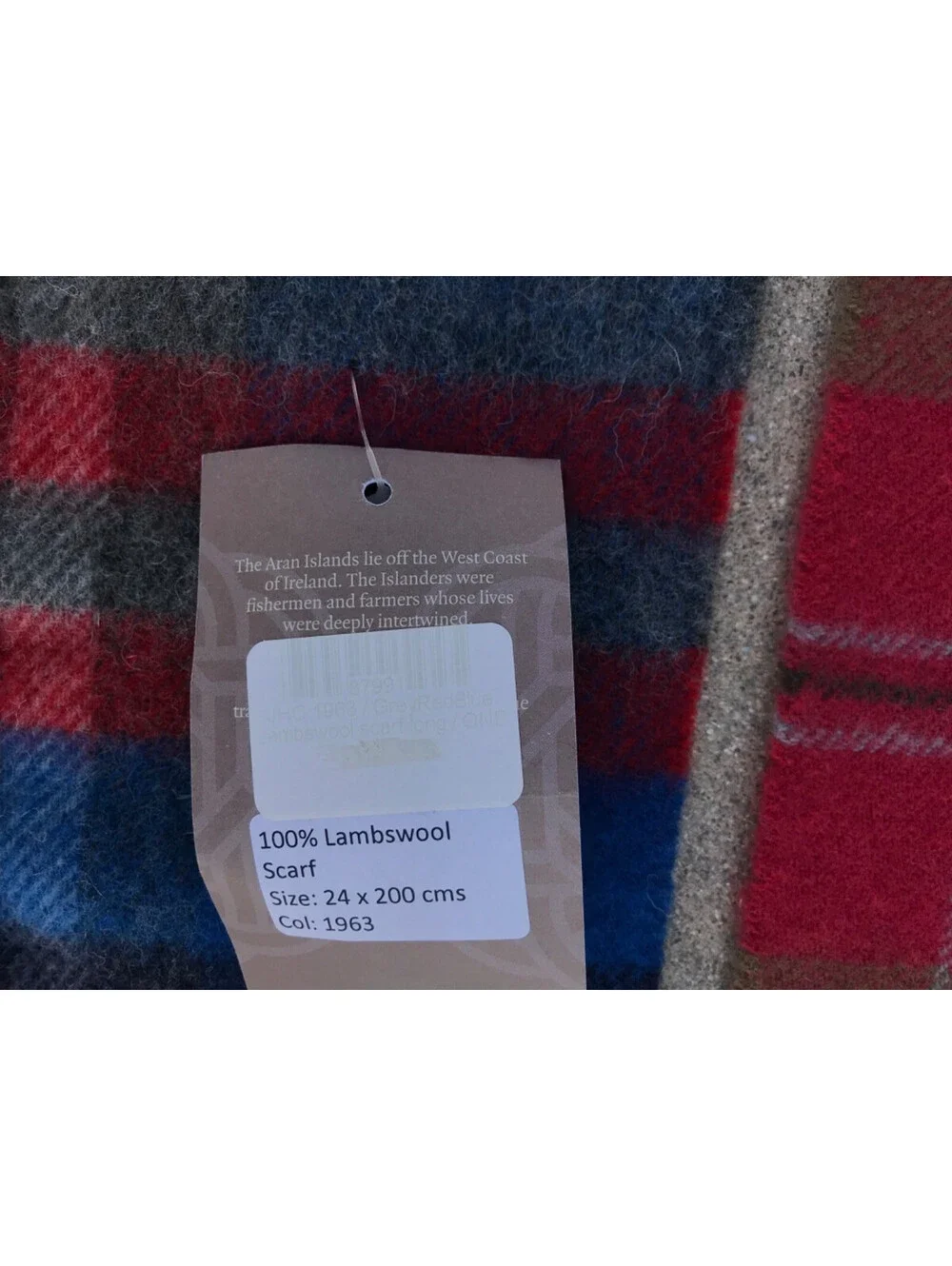 New Aran Islands Ireland Scarf and Used LOCHARRON both 100% Lambswool Plaid 9.5W